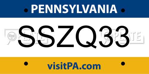 SSZQ33 Pennsylvania License Plate