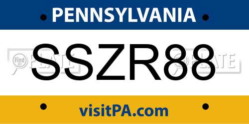 SSZR88 Pennsylvania License Plate