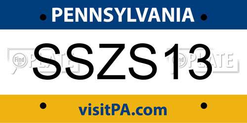 SSZS13 Pennsylvania License Plate