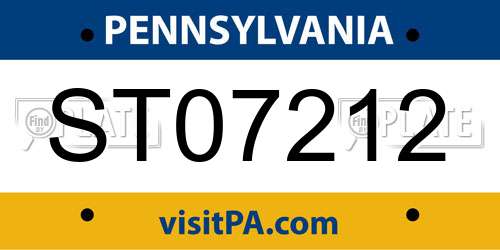 ST07212 Pennsylvania License Plate