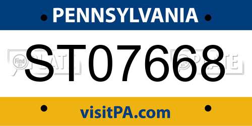 ST07668 Pennsylvania License Plate