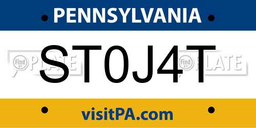 ST0J4T Pennsylvania License Plate