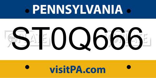 ST0Q666 Pennsylvania License Plate