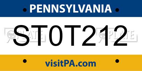ST0T212 Pennsylvania License Plate