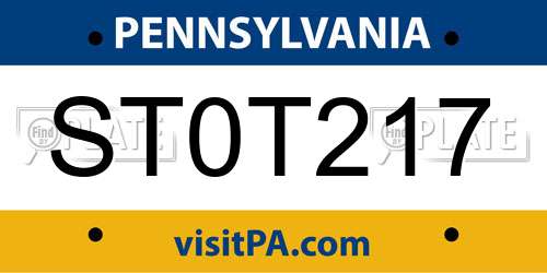 ST0T217 Pennsylvania License Plate