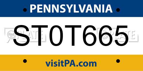 ST0T665 Pennsylvania License Plate