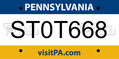 ST0T668 Pennsylvania License Plate