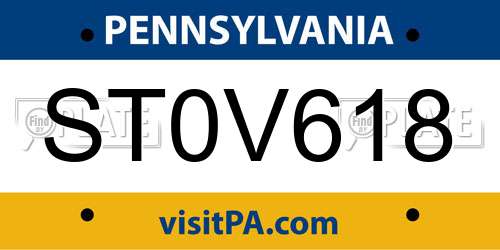 ST0V618 Pennsylvania License Plate
