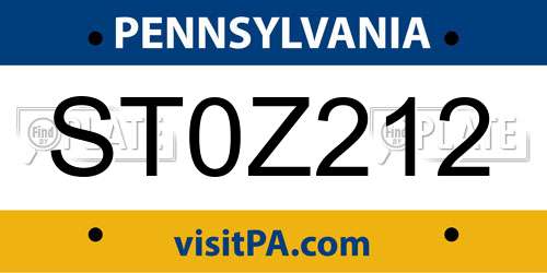 ST0Z212 Pennsylvania License Plate