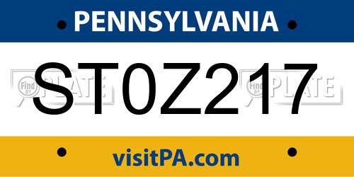 ST0Z217 Pennsylvania License Plate