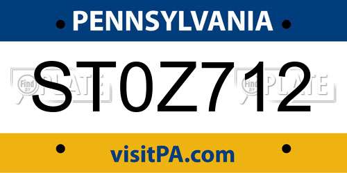 ST0Z712 Pennsylvania License Plate