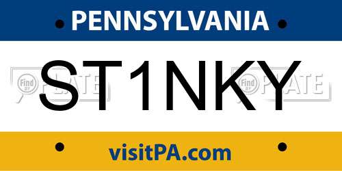 ST1NKY Pennsylvania License Plate