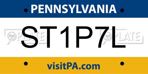 ST1P7L Pennsylvania License Plate