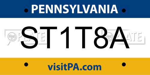 ST1T8A Pennsylvania License Plate