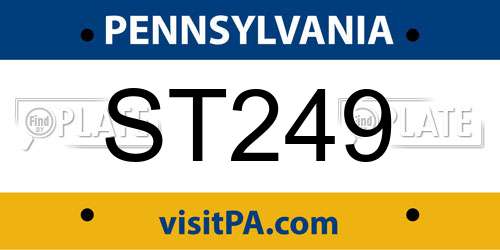 ST249 Pennsylvania License Plate