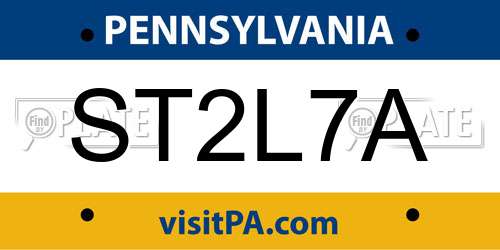 ST2L7A Pennsylvania License Plate