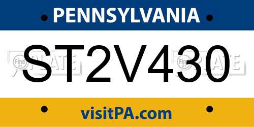 ST2V430 Pennsylvania License Plate