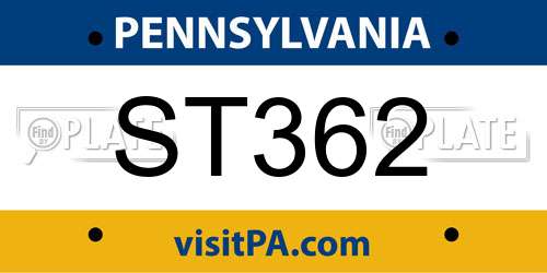 ST362 Pennsylvania License Plate
