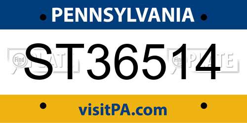 ST36514 Pennsylvania License Plate