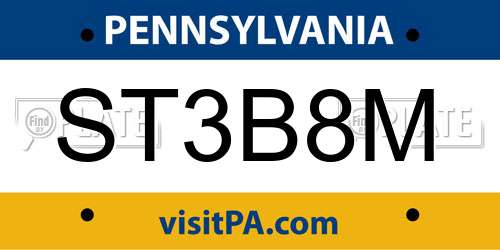 ST3B8M Pennsylvania License Plate