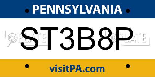 ST3B8P Pennsylvania License Plate