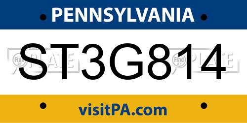 ST3G814 Pennsylvania License Plate