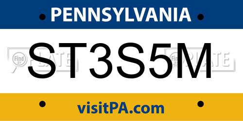 ST3S5M Pennsylvania License Plate