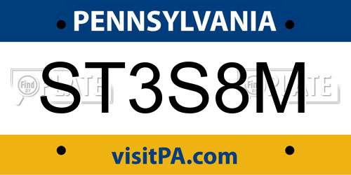 ST3S8M Pennsylvania License Plate