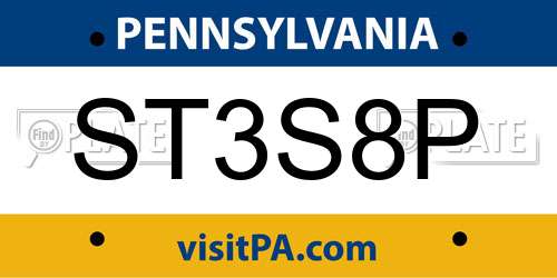 ST3S8P Pennsylvania License Plate