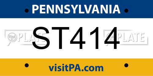 ST414 Pennsylvania License Plate