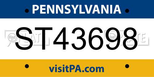 ST43698 Pennsylvania License Plate