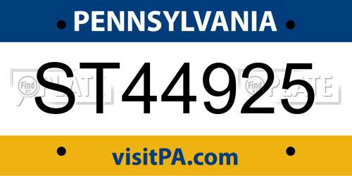 ST44925 Pennsylvania License Plate
