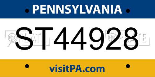 ST44928 Pennsylvania License Plate