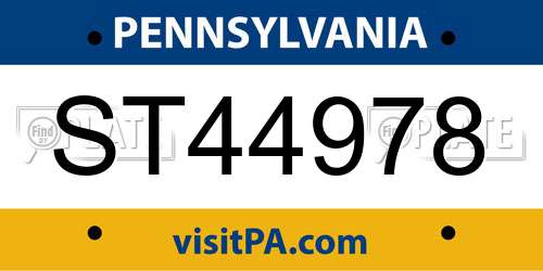 ST44978 Pennsylvania License Plate
