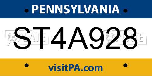 ST4A928 Pennsylvania License Plate