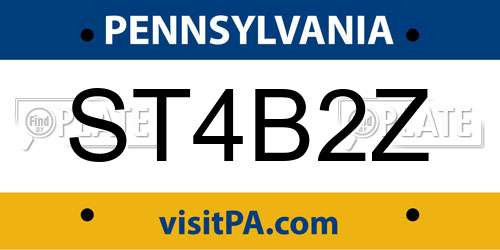 ST4B2Z Pennsylvania License Plate