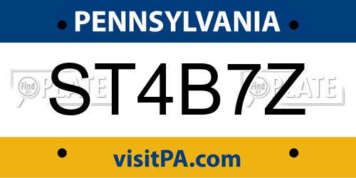 ST4B7Z Pennsylvania License Plate