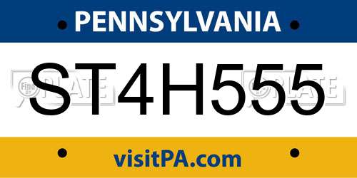 ST4H555 Pennsylvania License Plate
