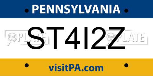 ST4I2Z Pennsylvania License Plate