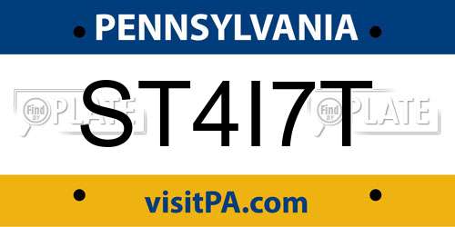 ST4I7T Pennsylvania License Plate