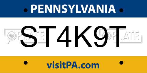 ST4K9T Pennsylvania License Plate