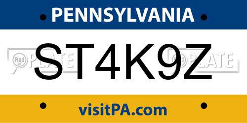 ST4K9Z Pennsylvania License Plate