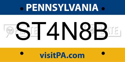 ST4N8B Pennsylvania License Plate