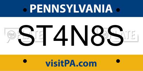 ST4N8S Pennsylvania License Plate