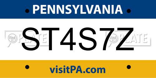 ST4S7Z Pennsylvania License Plate