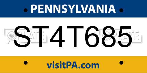ST4T685 Pennsylvania License Plate