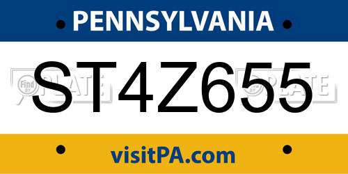ST4Z655 Pennsylvania License Plate
