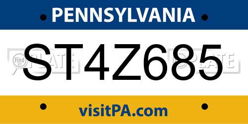 ST4Z685 Pennsylvania License Plate