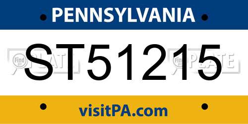 ST51215 Pennsylvania License Plate