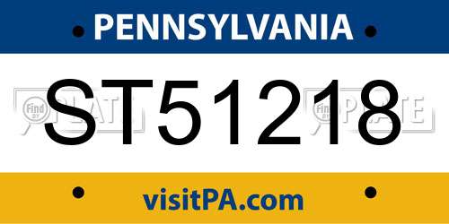 ST51218 Pennsylvania License Plate